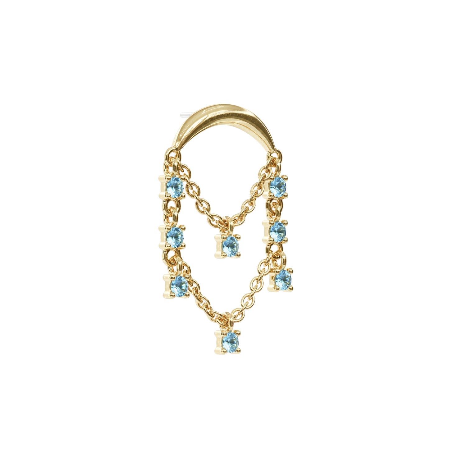 14K Gold Blue Topaz Chandelier Chain Threadless End