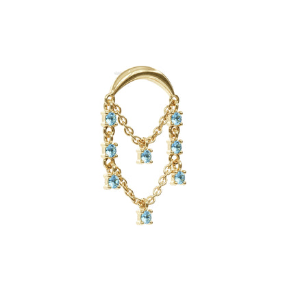 14K Gold Blue Topaz Chandelier Chain Threadless End