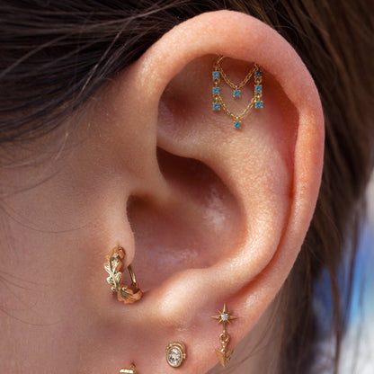 14K Gold Blue Topaz Chandelier Chain Threadless End