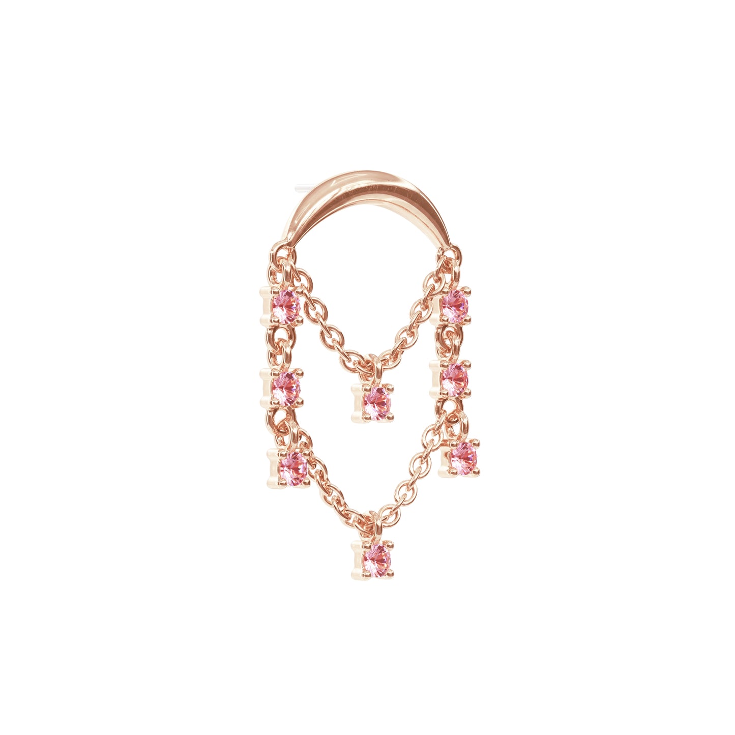 14K Gold Pink Tourmaline Chandelier Chain Threadless End