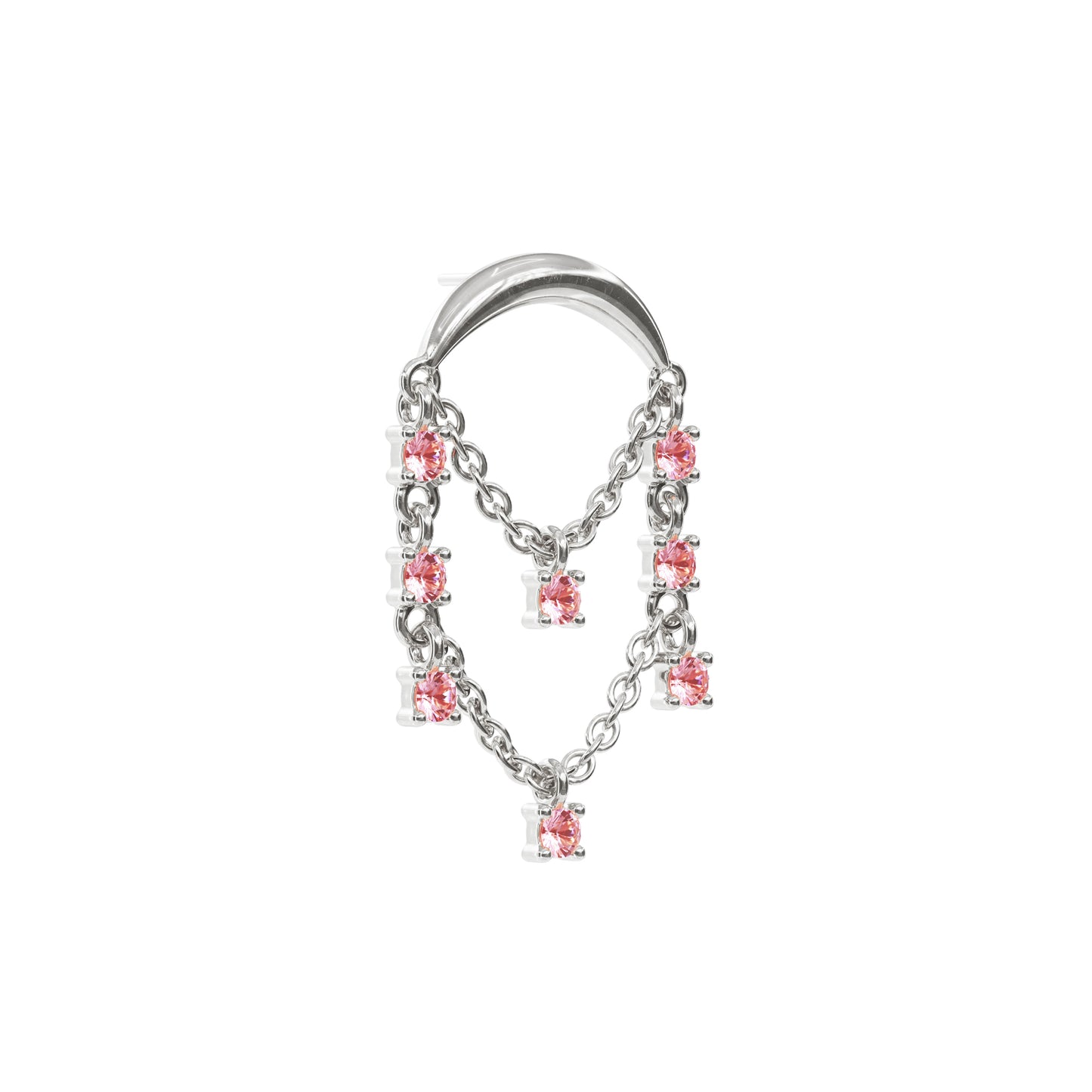 14K Gold Pink Tourmaline Chandelier Chain Threadless End