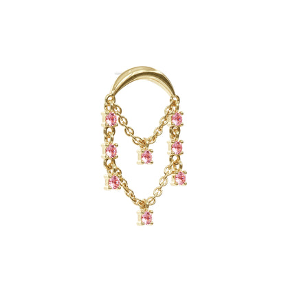 14K Gold Pink Tourmaline Chandelier Chain Threadless End