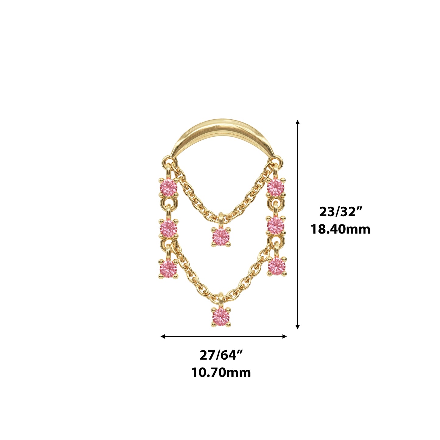 14K Gold Pink Tourmaline Chandelier Chain Threadless End