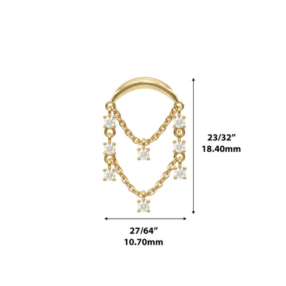 14K Gold Diamond Chandelier Chain Threadless End