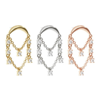 14K Gold Diamond Chandelier Chain Threadless End