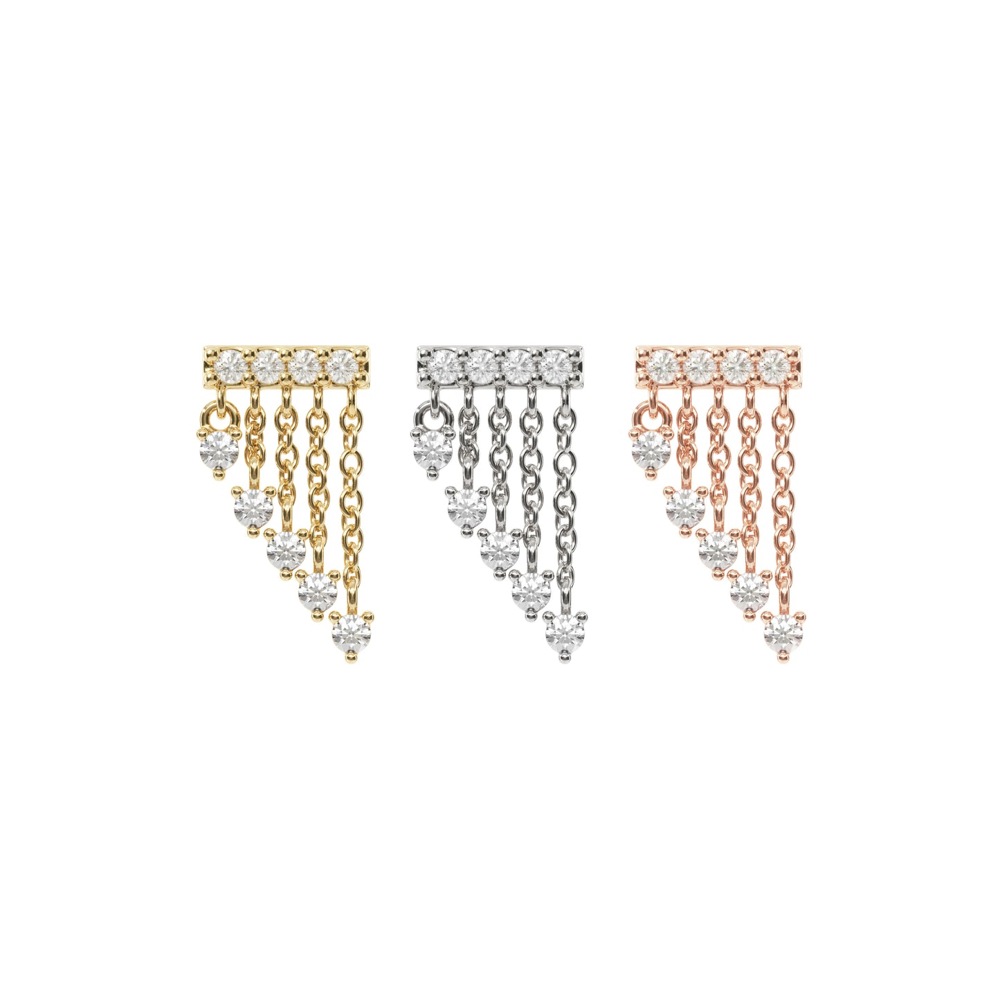 14K Gold Diamond Bar Cascade Chain Threadless End