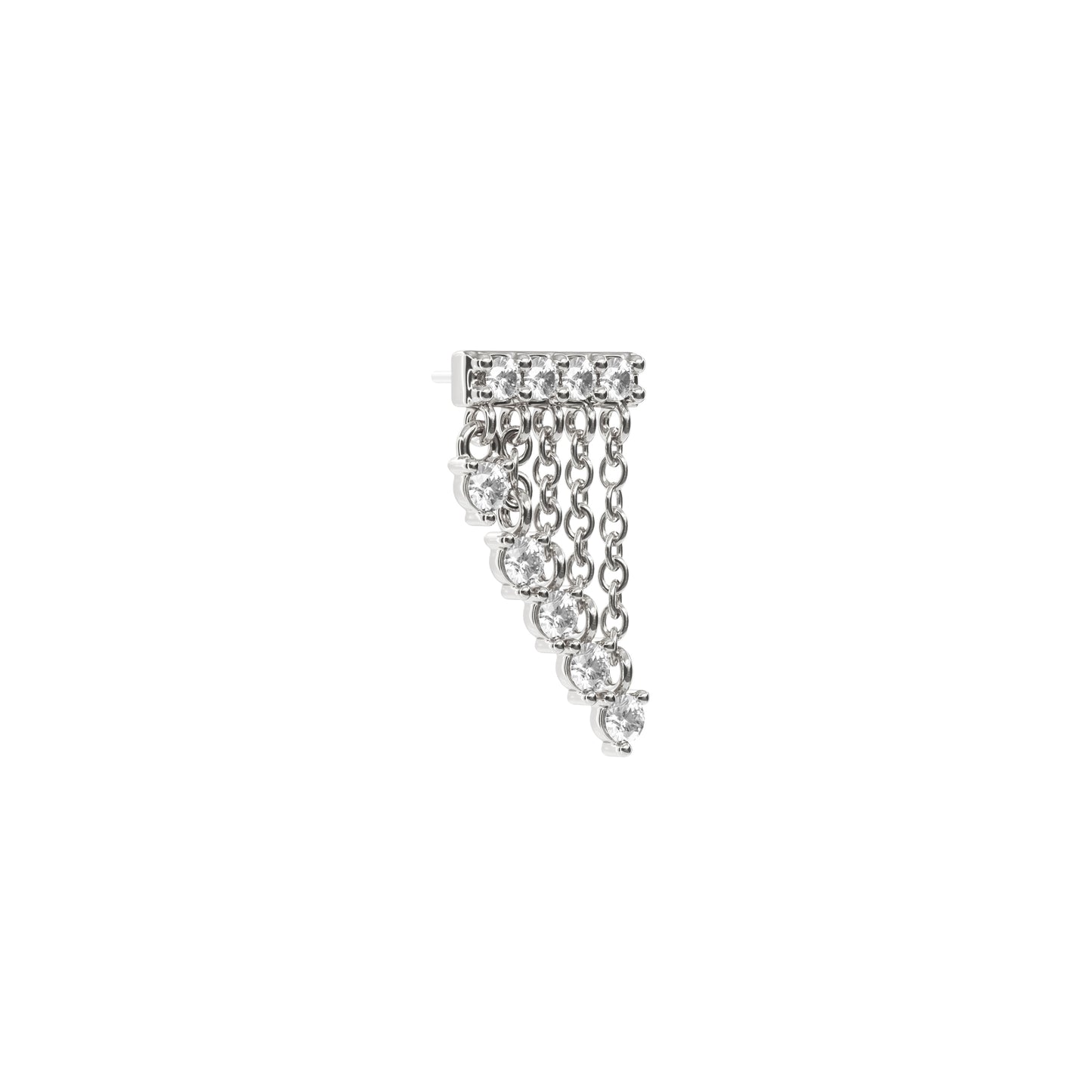 14K Gold Diamond Bar Cascade Chain Threadless End