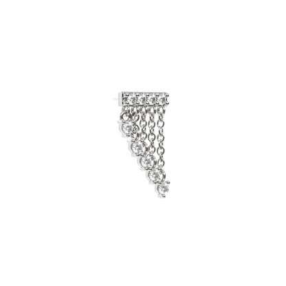 14K Gold Diamond Bar Cascade Chain Threadless End