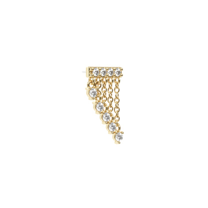 14K Gold Diamond Bar Cascade Chain Threadless End