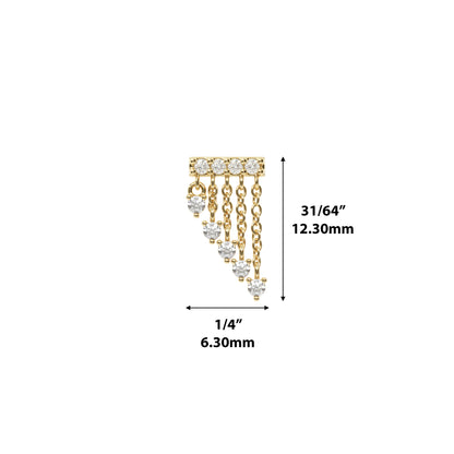 14K Gold Diamond Bar Cascade Chain Threadless End