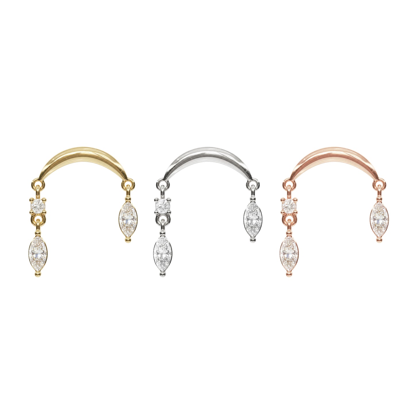 14K Gold Marquise Diamond Drop Threadless End