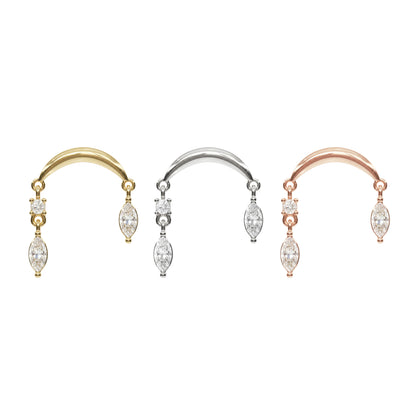 14K Gold Marquise Diamond Drop Threadless End