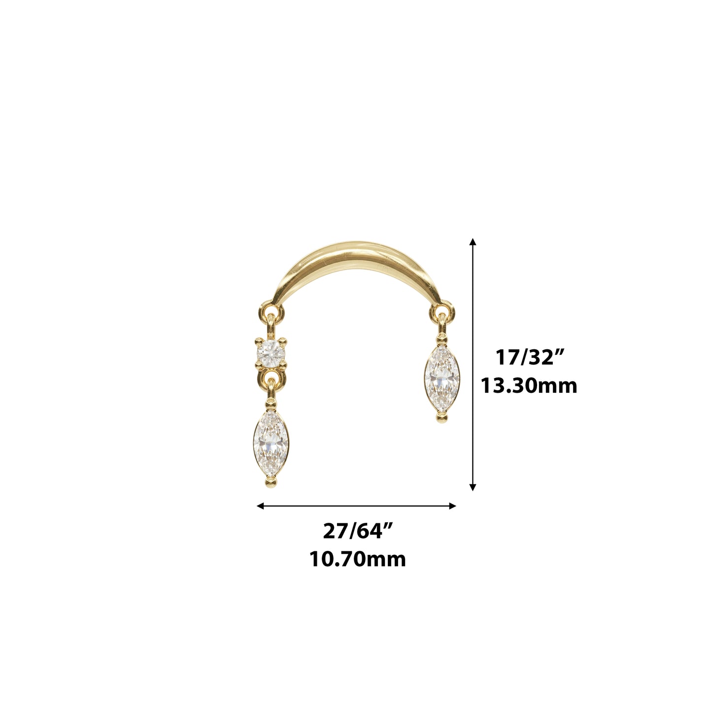 14K Gold Marquise Diamond Drop Threadless End