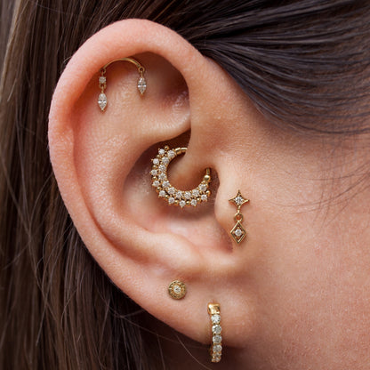 14K Gold Marquise Diamond Drop Threadless End