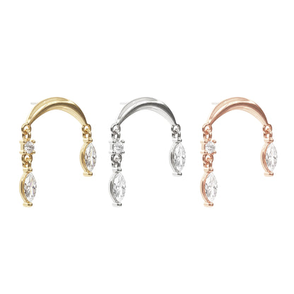 14K Gold Marquise Diamond Drop Threadless End