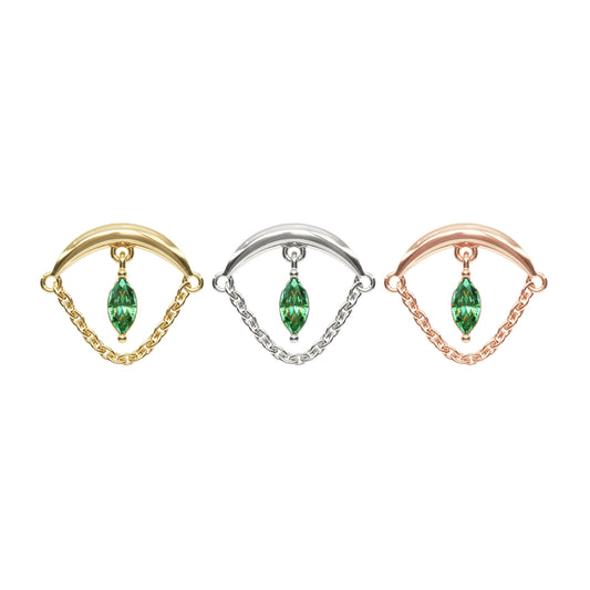 14K Gold Marquise Emerald Chain Threadless End
