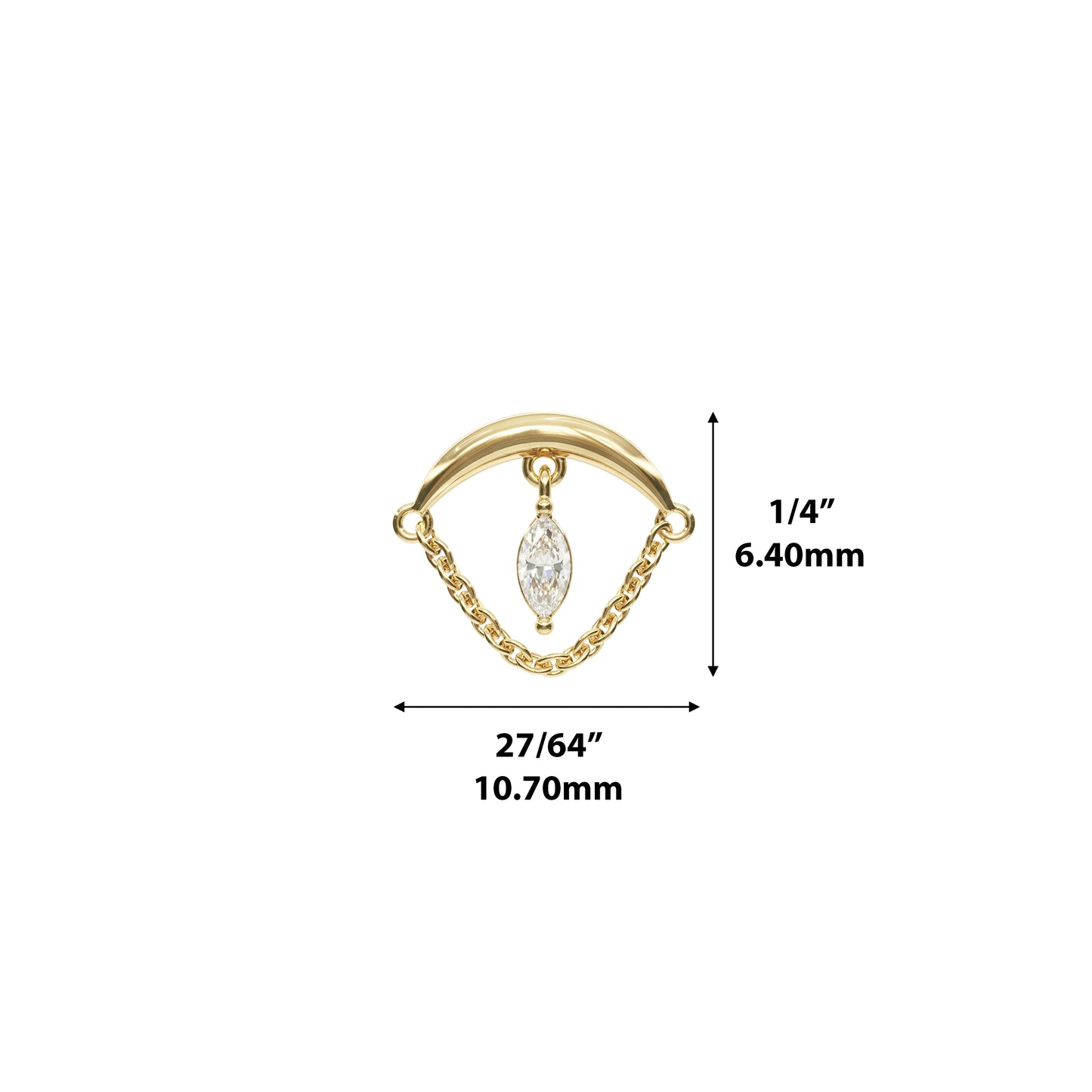 14K Gold Marquise Diamond Chain Threadless End