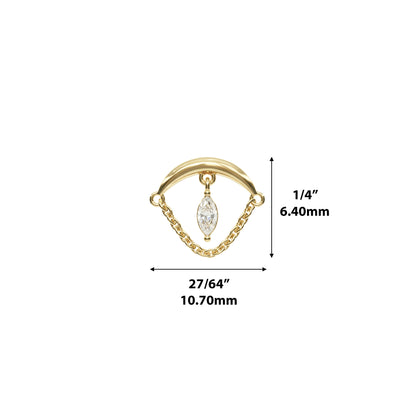 14K Gold Marquise Diamond Chain Threadless End