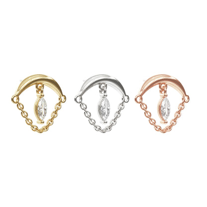 14K Gold Marquise Diamond Chain Threadless End