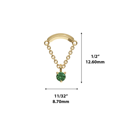 14K Gold Emerald Chain Threadless End