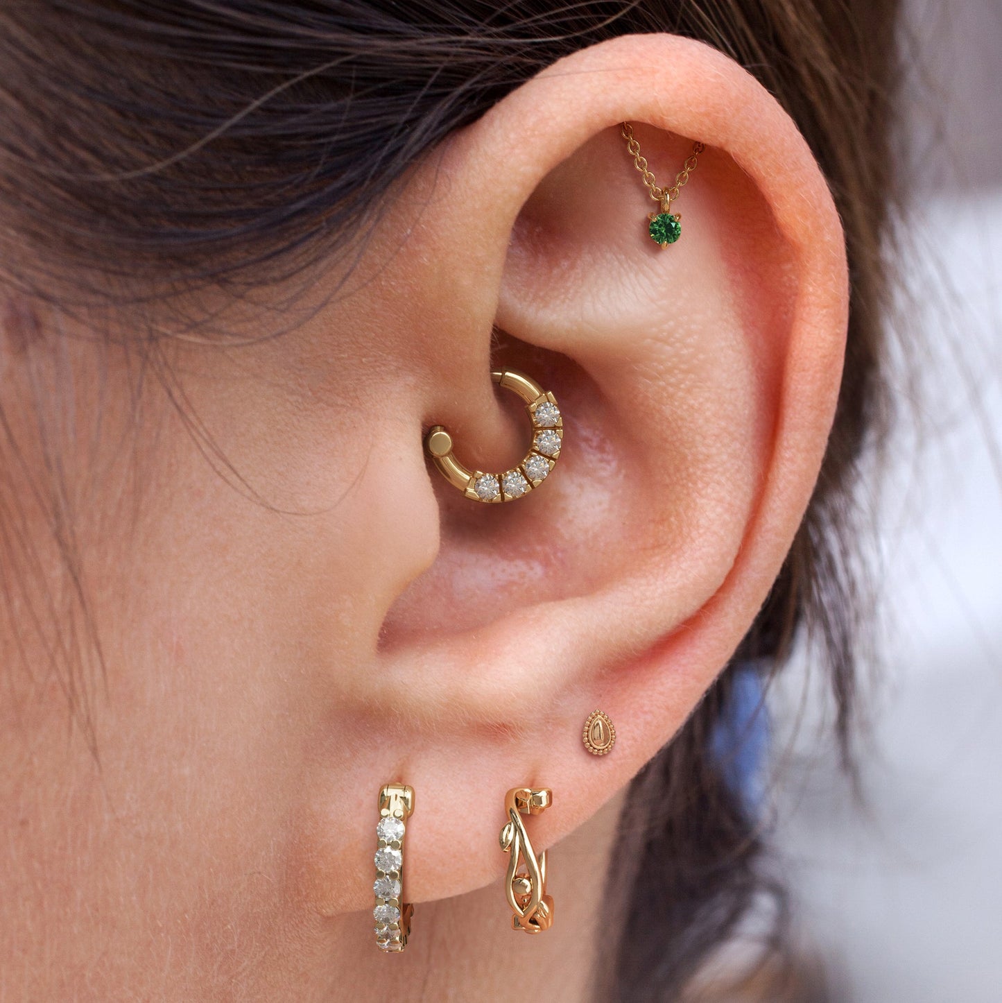 14K Gold Emerald Chain Threadless End