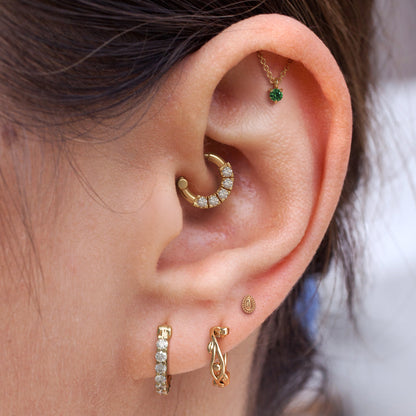 14K Gold Emerald Chain Threadless End