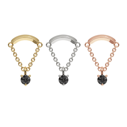 14K Gold Black Diamond Chain Threadless End