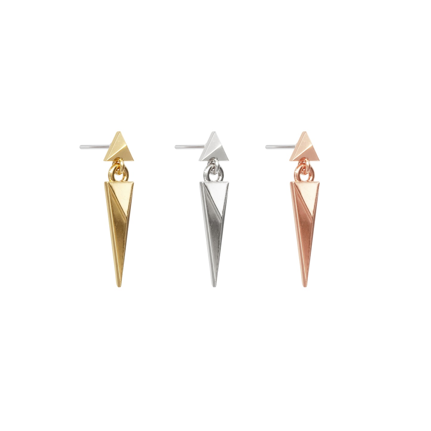 14K Gold Geometric Spike Dangle Threadless End
