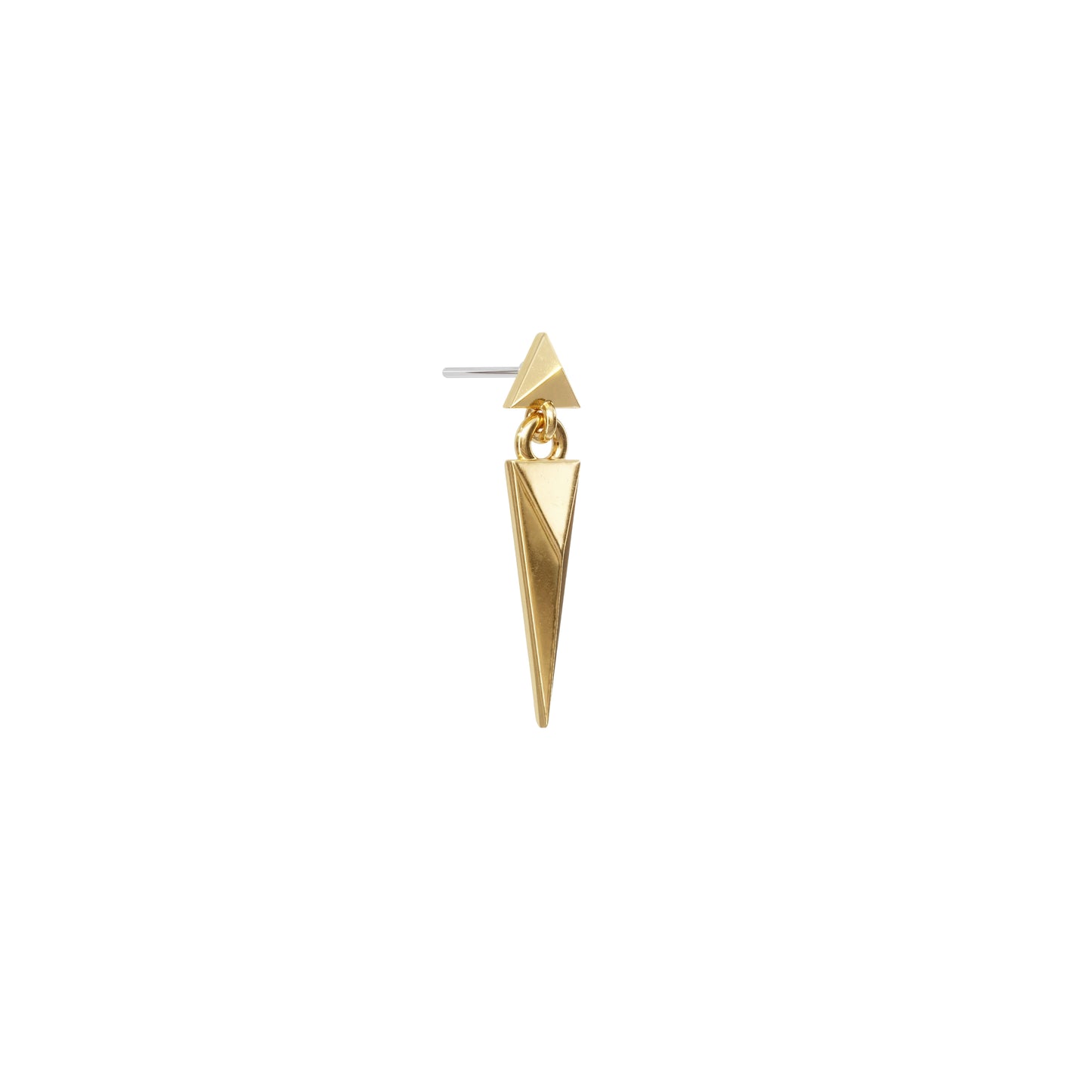 14K Gold Geometric Spike Dangle Threadless End