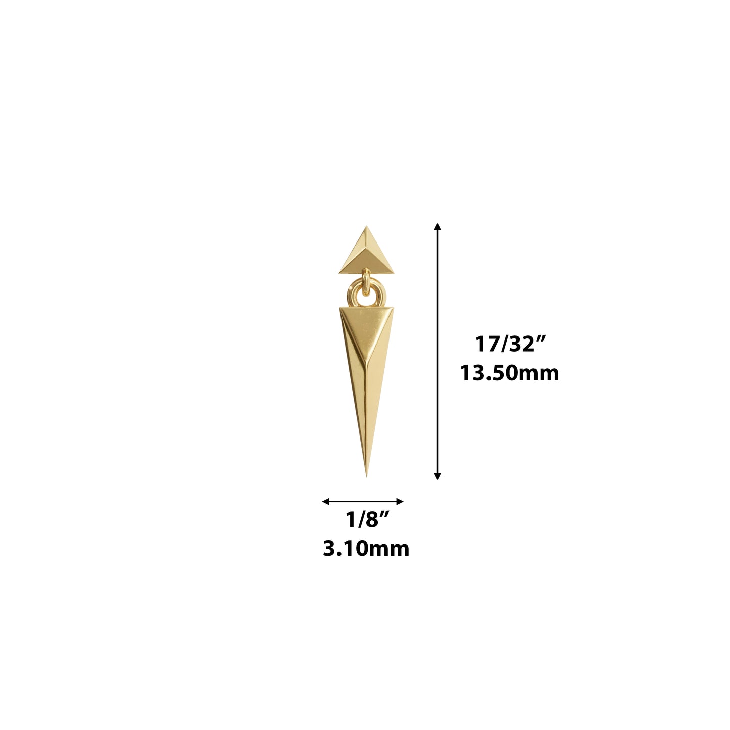 14K Gold Geometric Spike Dangle Threadless End