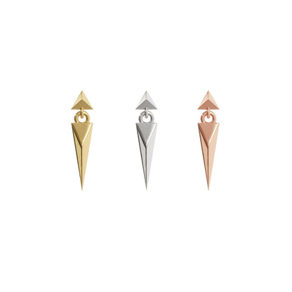 14K Gold Geometric Spike Dangle Threadless End