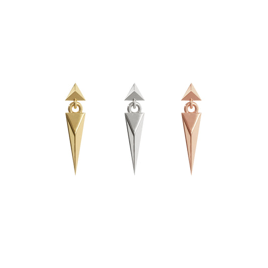 14K Gold Geometric Spike Dangle Threadless End
