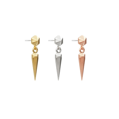14K Gold Pyramid Spike Dangle Threadless End