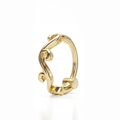 Solid Gold Unique Swirly Clicker Hoop