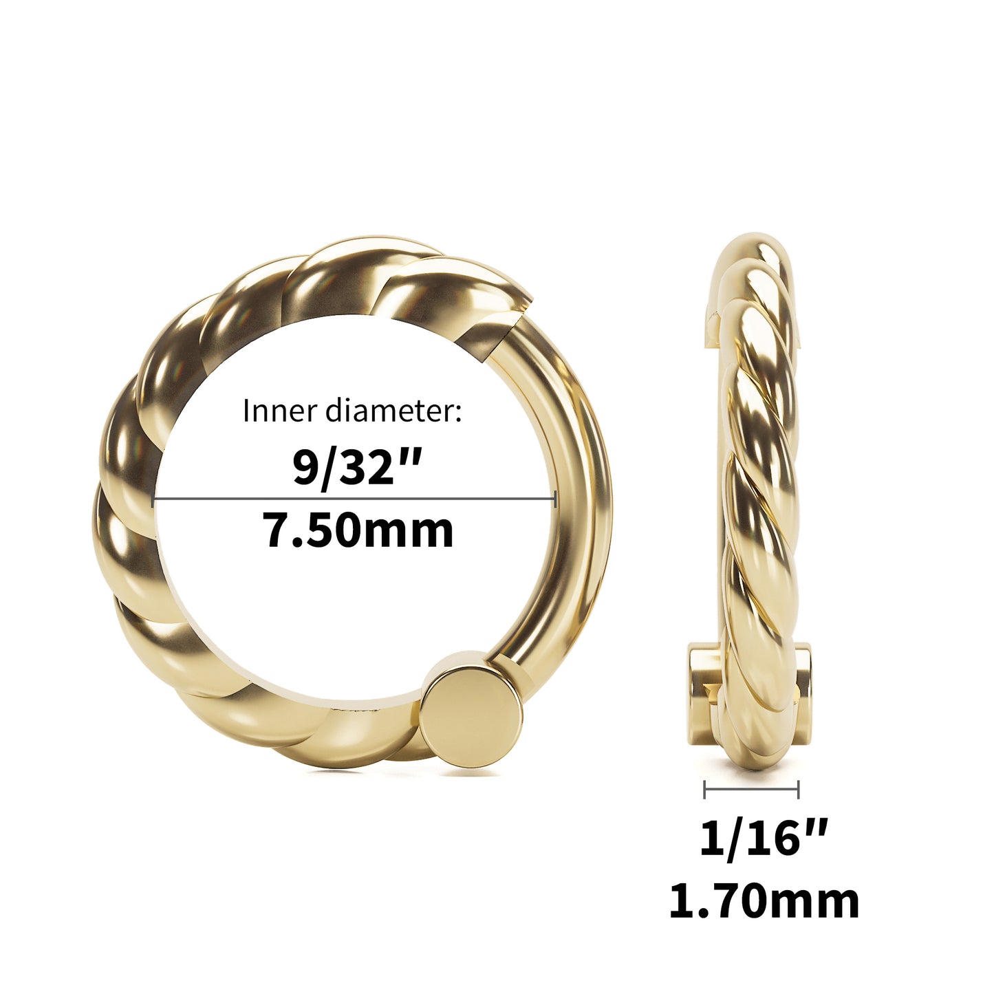 Solid Gold Croissant Clicker Hoop