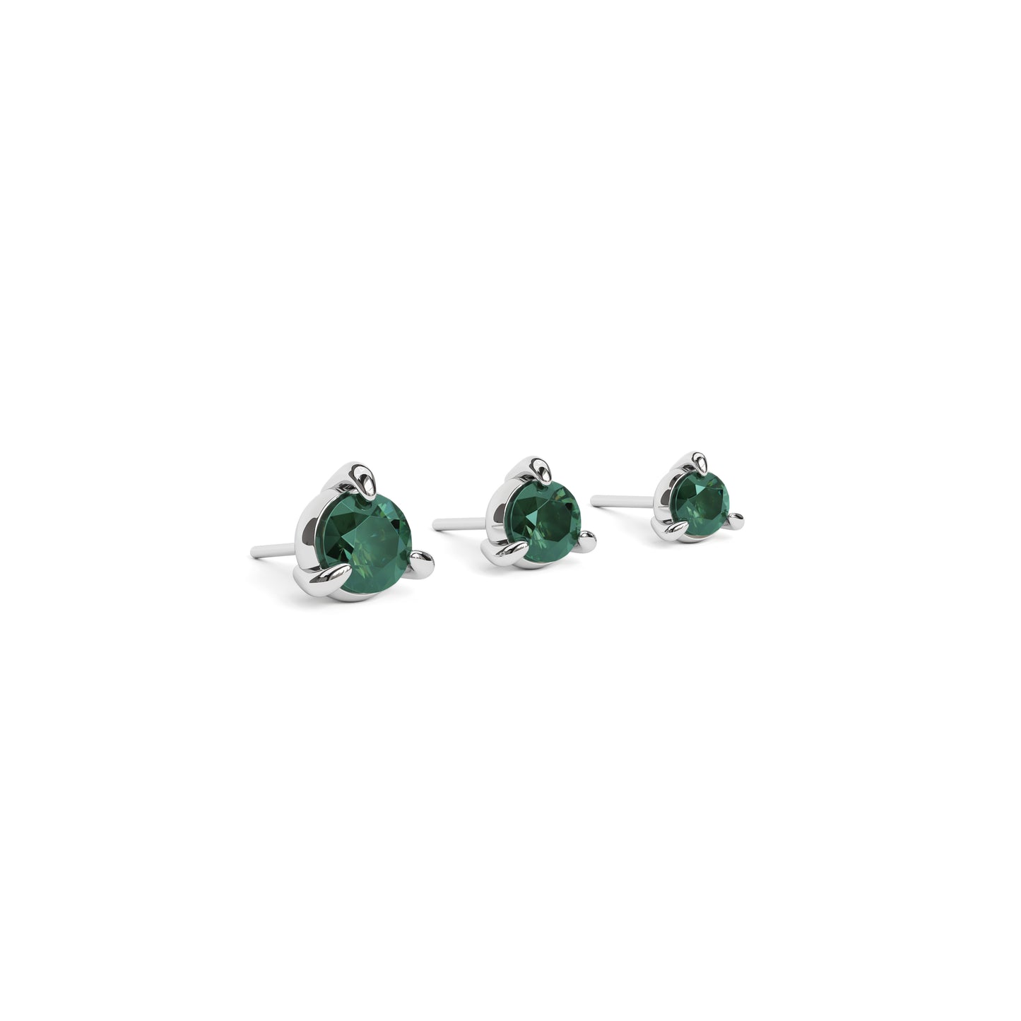 14K Gold 3-Prong Emerald Threadless End