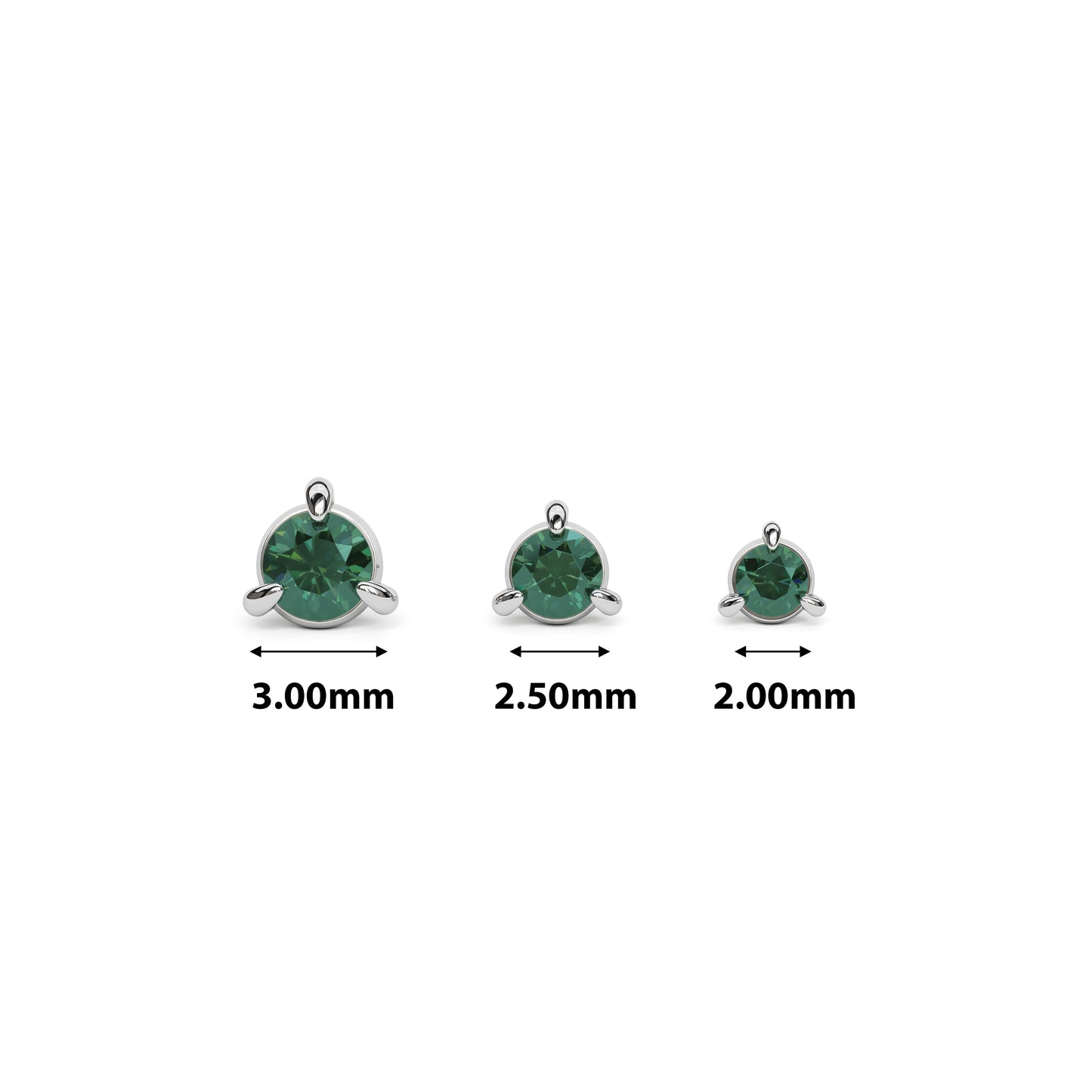 14K Gold 3-Prong Emerald Threadless End