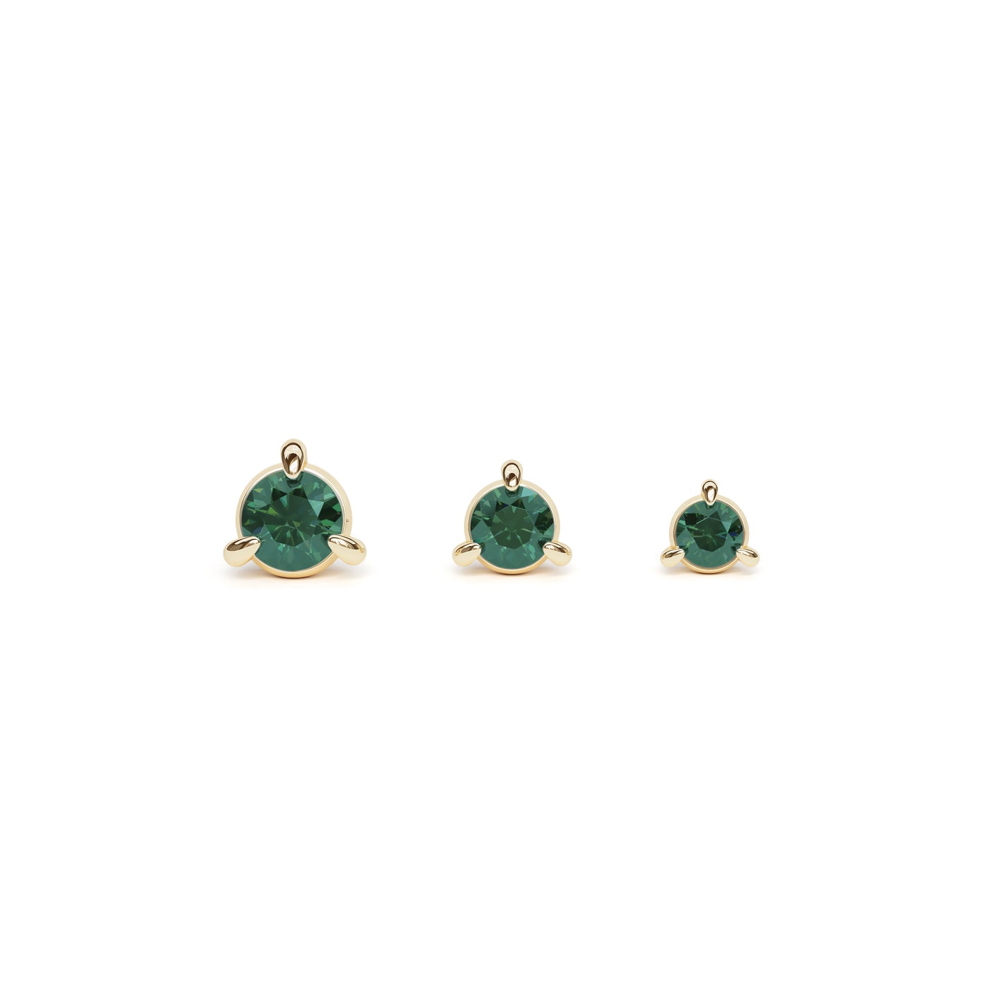 14K Gold 3-Prong Emerald Threadless End