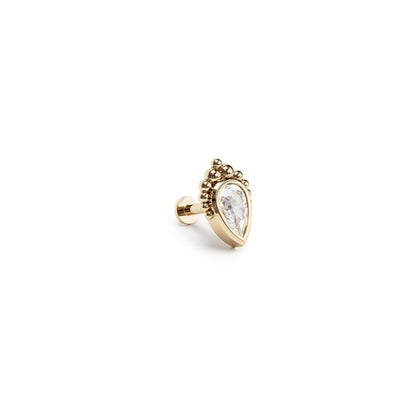 14K Gold Pear-Cut Diamond Beaded Labret Stud