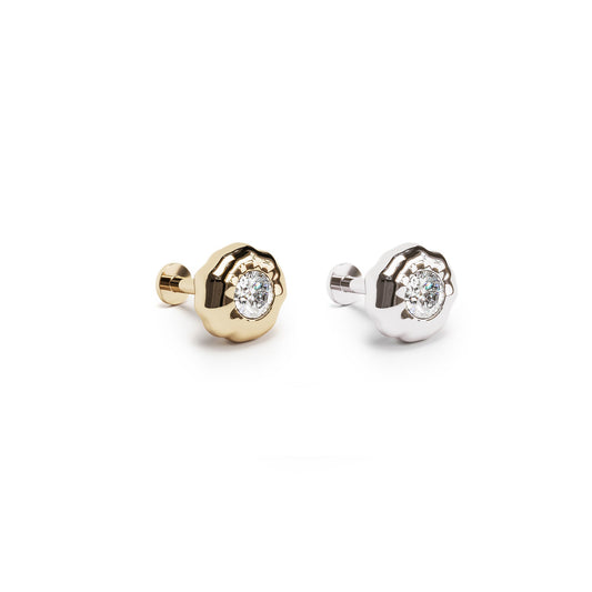 Irregular Round 14K Gold Diamond Stud