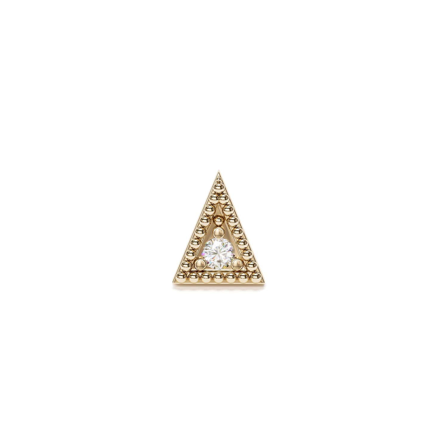 14K Gold Diamond Granule Triangle Stud