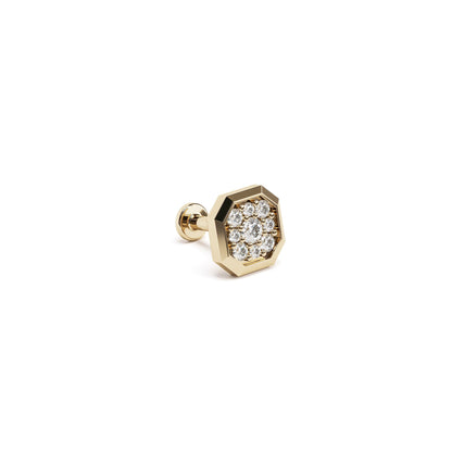 14K Gold Diamond Octagon Stud