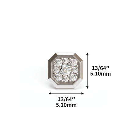 14K Gold Diamond Octagon Stud