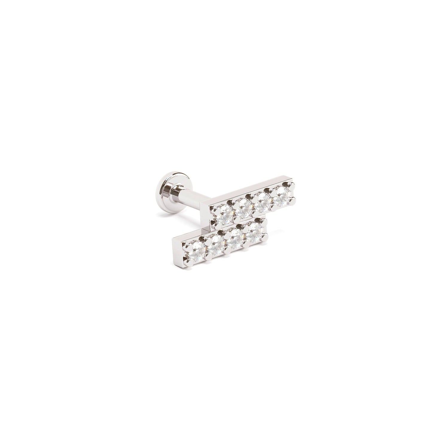 14K Gold Pavé Diamond Bar Stud