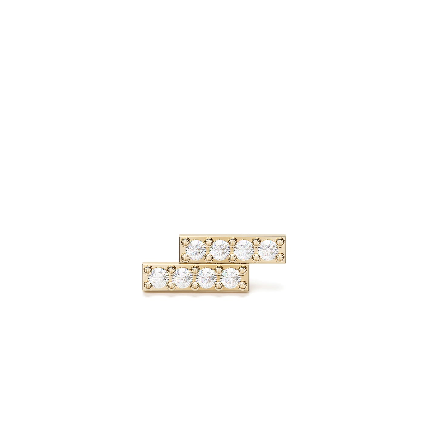 14K Gold Pavé Diamond Bar Stud