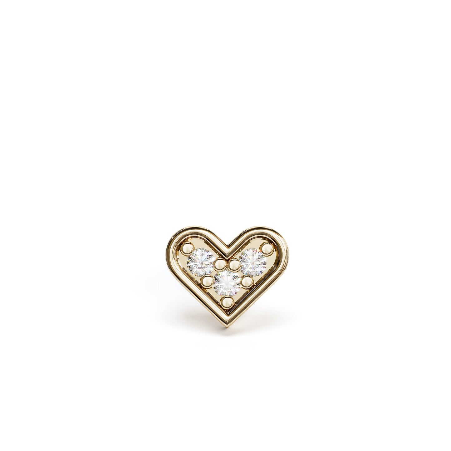 14K Gold Diamond Heart Stud