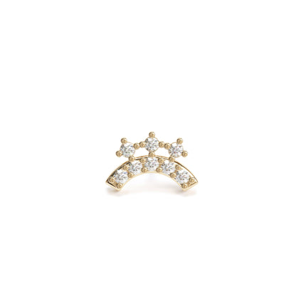 14K Gold Diamond Curved Stud