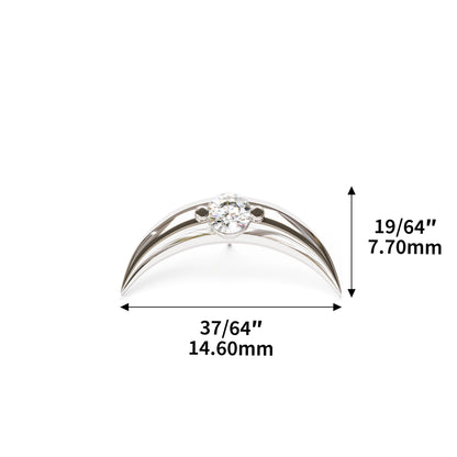 14K Gold Diamond Crescent Moon Stud