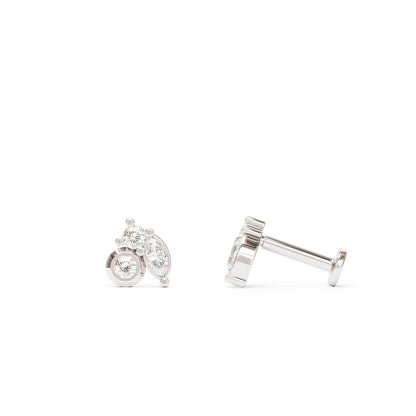 14K Gold Marquise Multi-Shape Diamond Stud