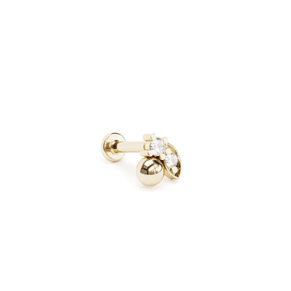 Unique 14K Gold Diamond Stud